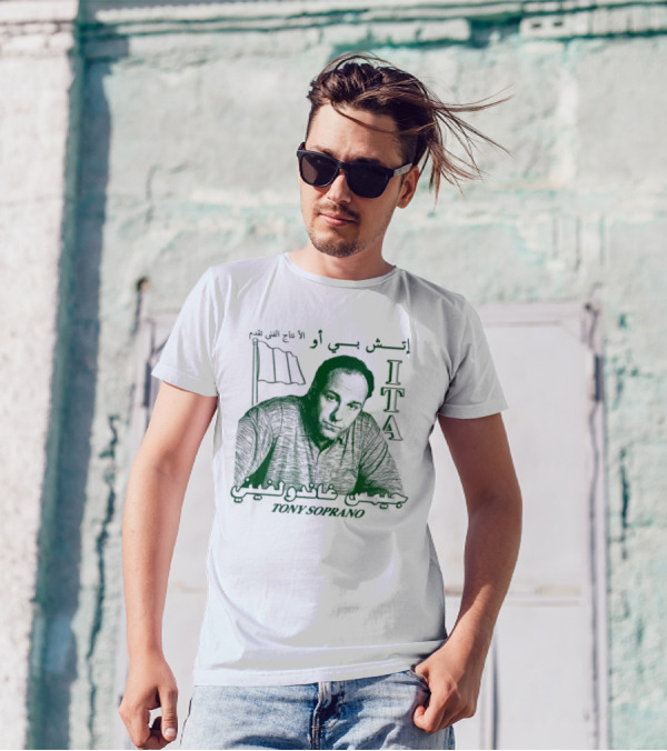 ITA Tony Soprano Visible Text Imagery With Flags T-Shirt