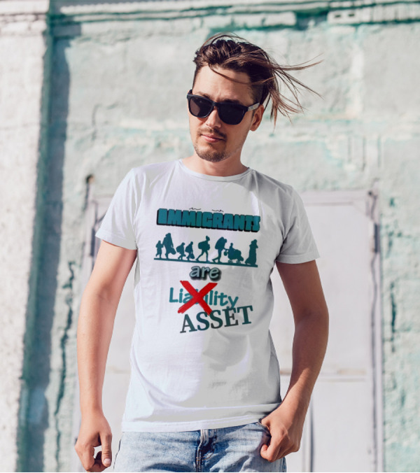 Immigrants Are Not Liability Asset Message With Silhouette Imagery T-Shirt
