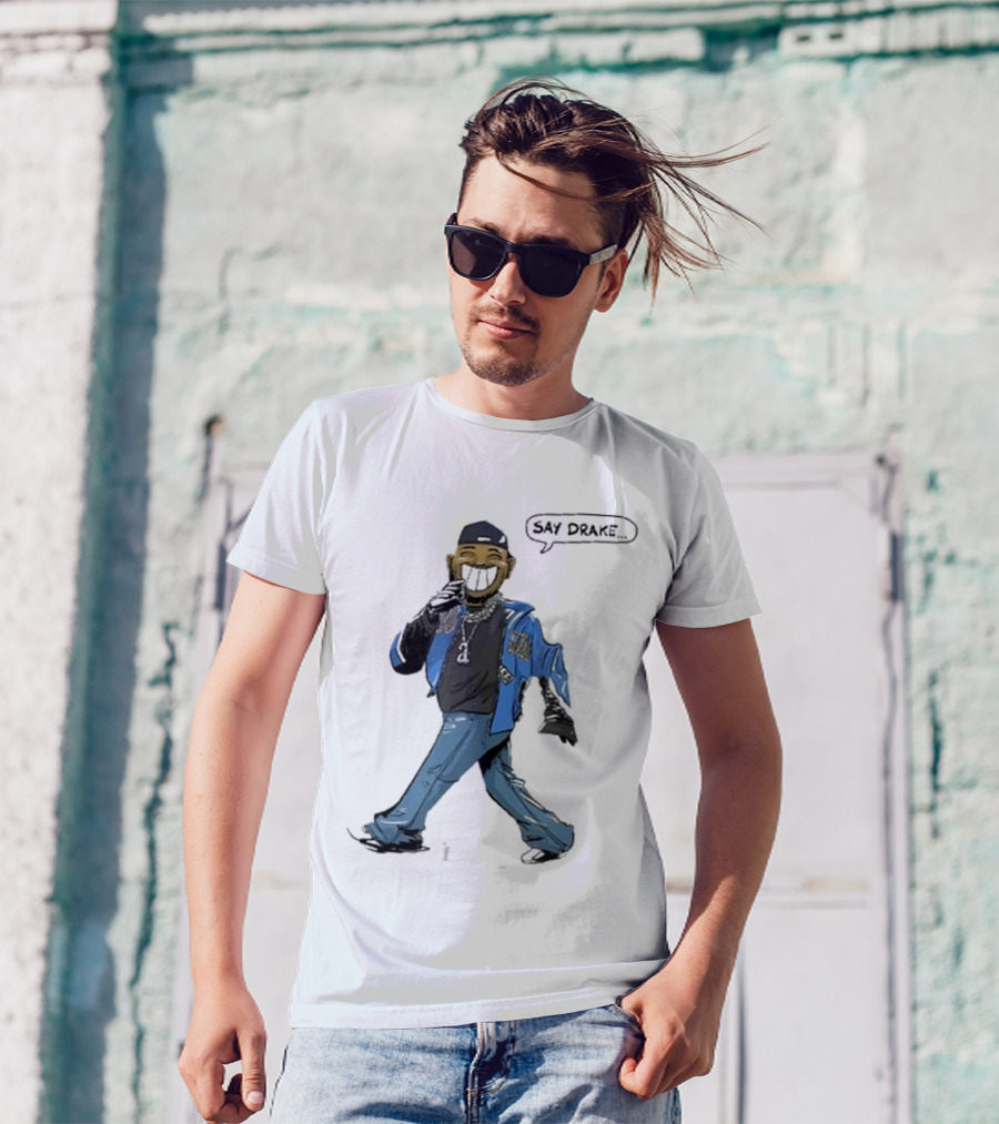 Kendrick Lamar Walking Cartoon With Baseball Cap And Blue Jacket T-Shirt