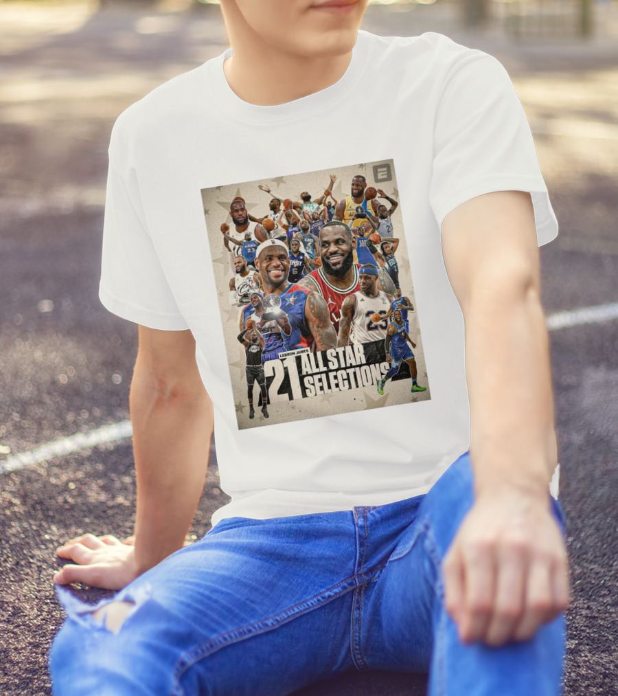 Lebron James 21 All Star Selections Celebrating Iconic NBA Career Highlights T-Shirt