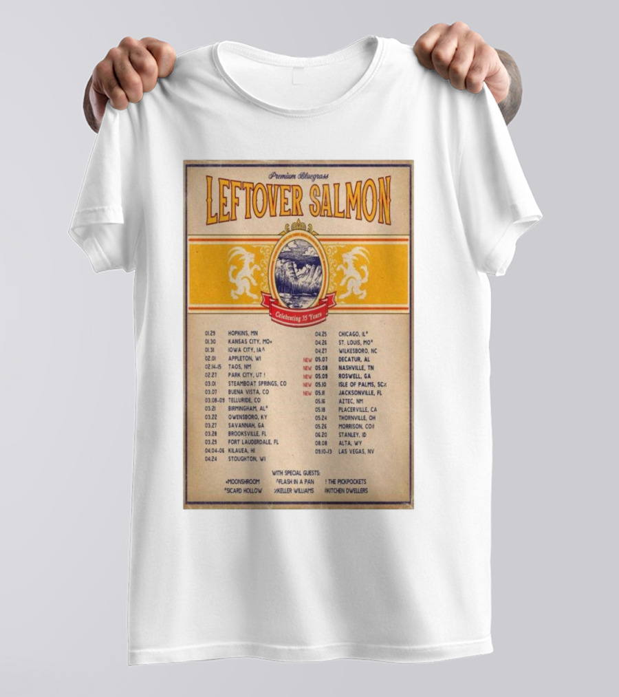 Leftover Salmon Premium Bluegrass Celebrating 35 Years Tour January 2025 With Special Guests T-Shirt