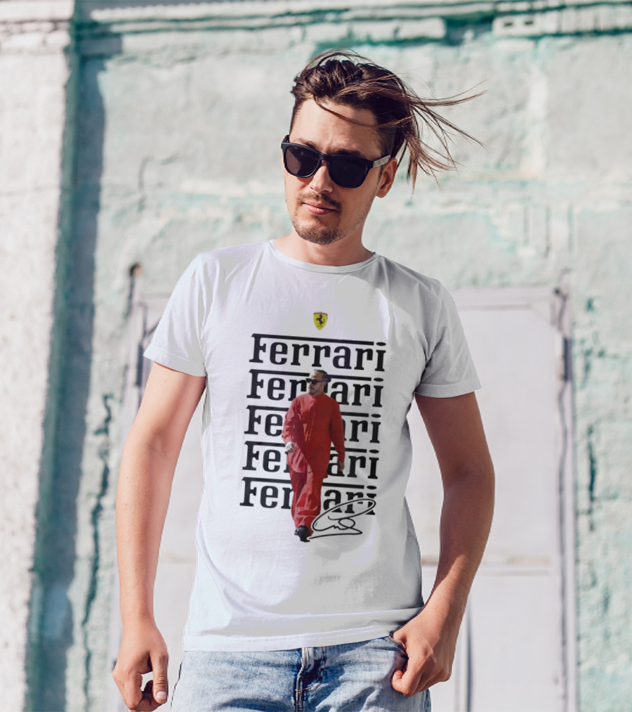 Ferrari 2025 Signature Lewis Hamilton Red Racing Suit T-Shirt