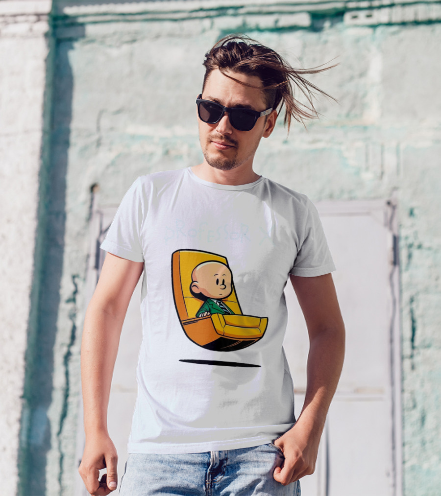 Professor X Cartoon Style In Yellow Chair T-Shirt