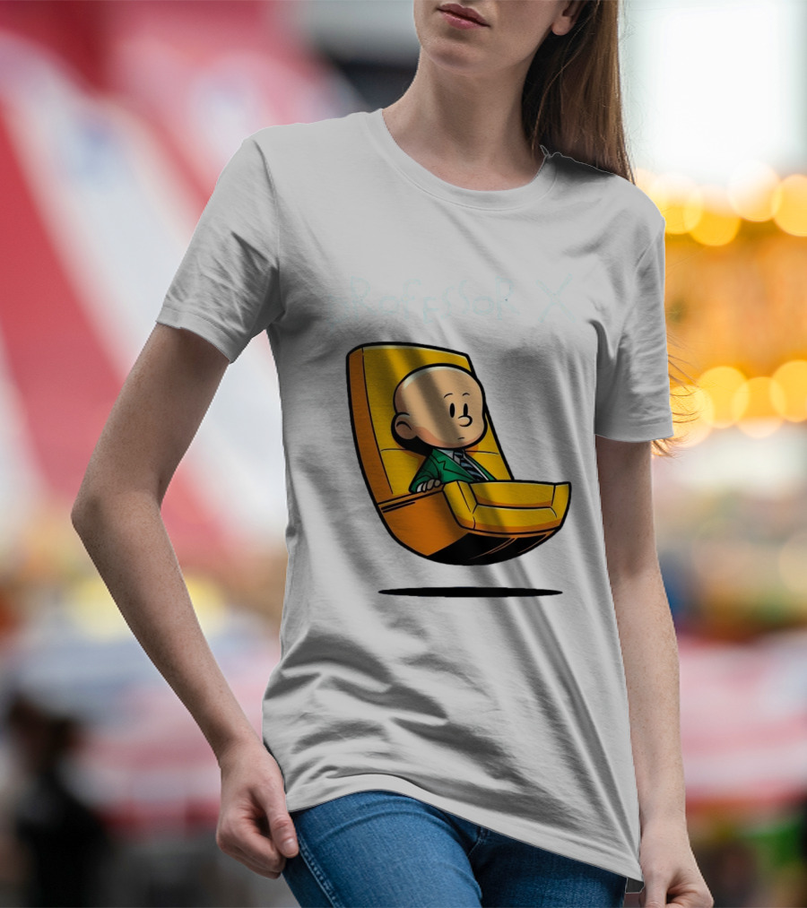 Professor X Cartoon Style In Yellow Chair T-Shirt