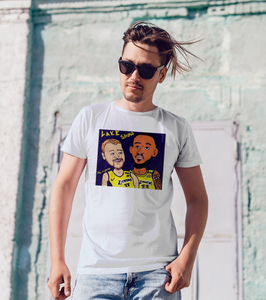 LeBron James And Luka Dončić Lake Show Lakers Cartoon Art 23 77 T-Shirt