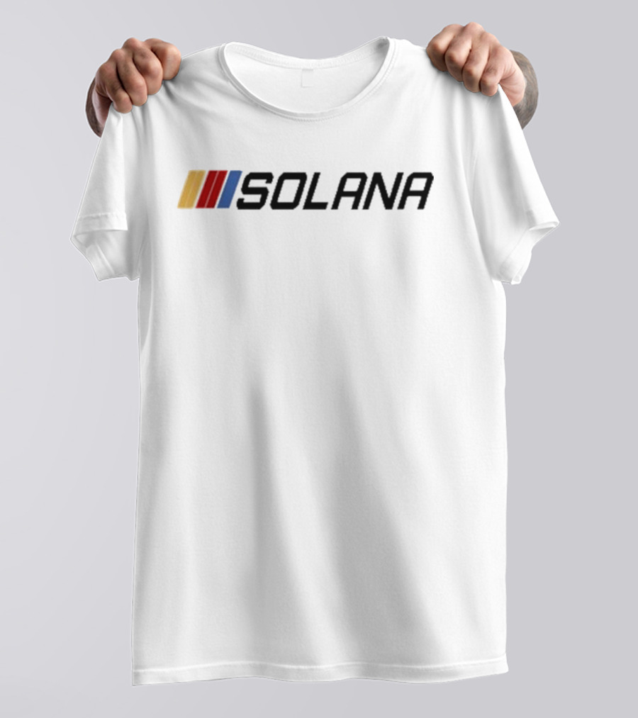 Jakey Wearing Solana Community Art Yellow Red Blue Bars T-Shirt