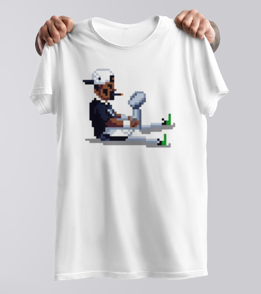 Jalen Hurts Philadelphia Eagles Champs 2025 Pixel Pigskin Player Holding Trophy T-Shirt