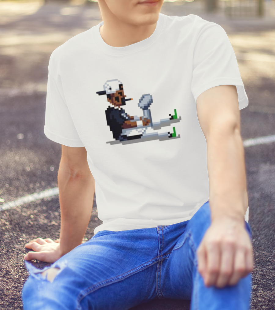Jalen Hurts Philadelphia Eagles Champs 2025 Pixel Pigskin Player Holding Trophy T-Shirt