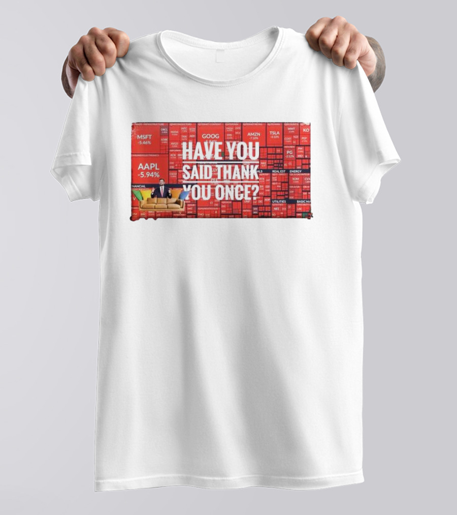 JD Vance Have You Said Thank You Once Stock Market Red Decline Background T-Shirt