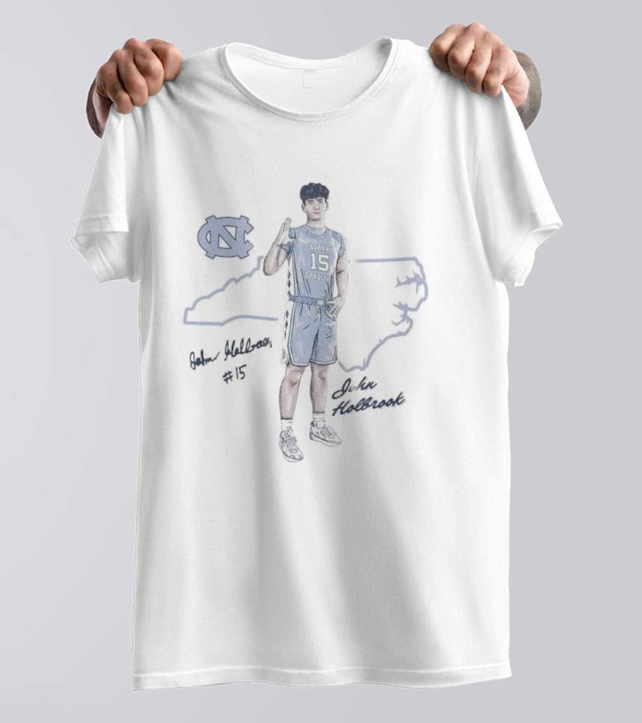 North Carolina Tar Heels John Holbrook Player Illustration Number 45 T-Shirt