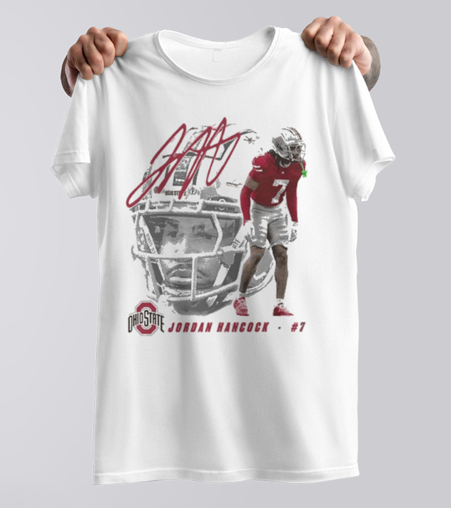 Ohio State Football Jordan Hancock #7 Player Signature T-Shirt