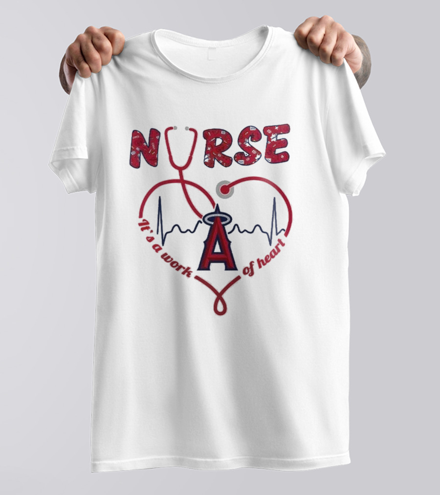 Los Angeles Angels Nurse Heartbeat Stethoscope 2025 Appreciation Night Baseball T-Shirt