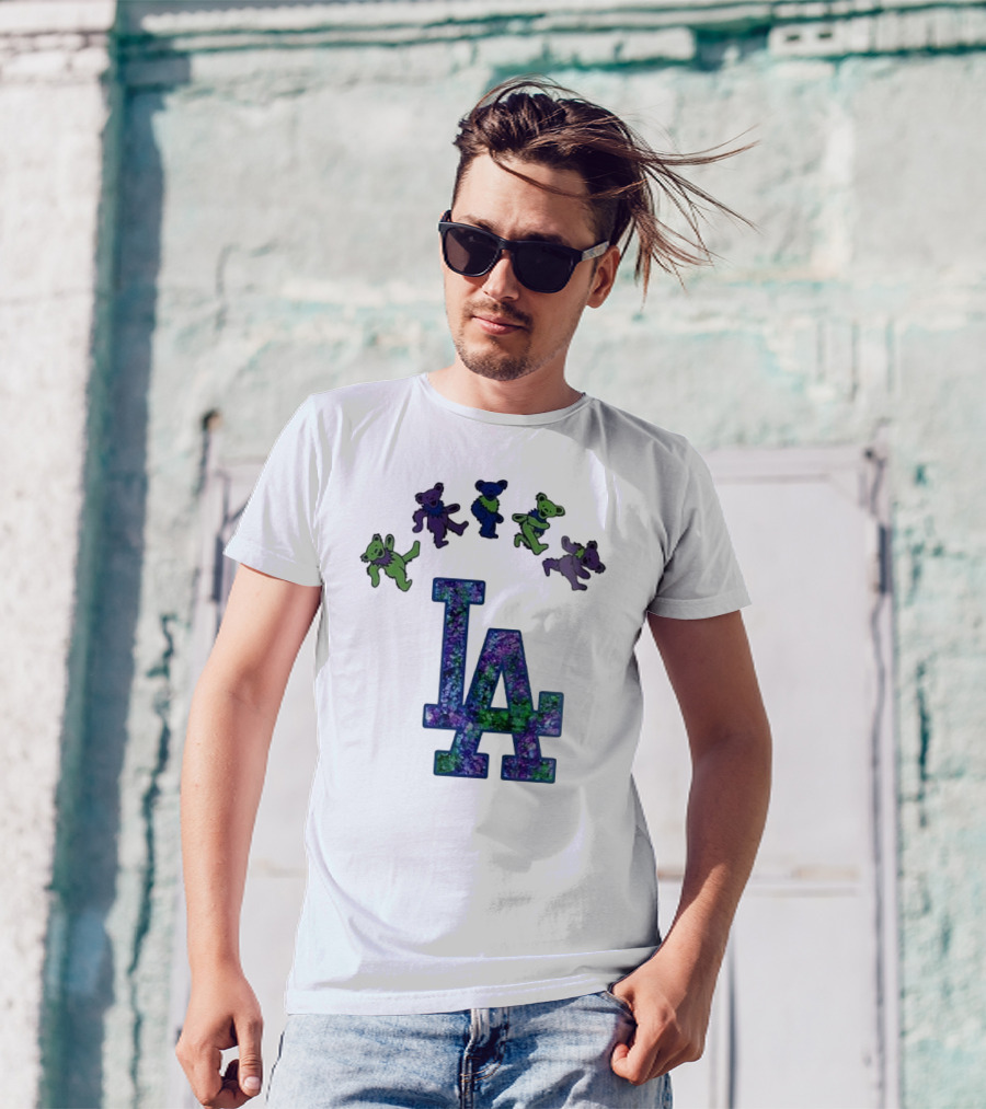 Los Angeles Dodgers Grateful Dead Night 2025 LA Logo Dancing Bears T-Shirt