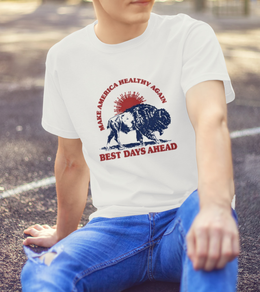 Make America Healthy Again Best Days Ahead Buffalo Bison Sunburst T-Shirt