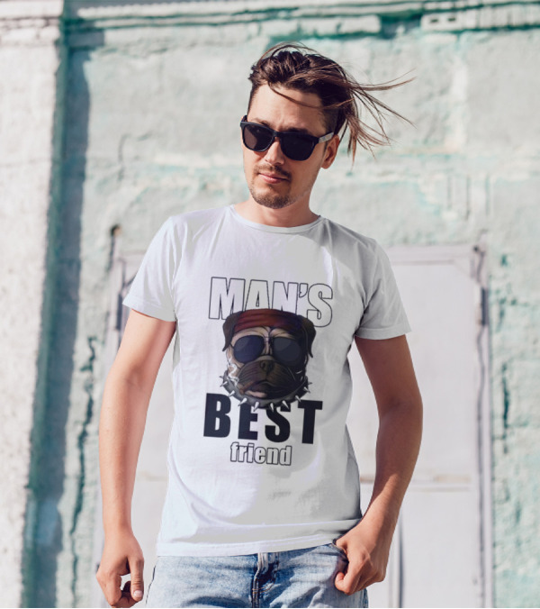 Man's Best Friend Bulldog With Bandana And Sunglasses T-Shirt