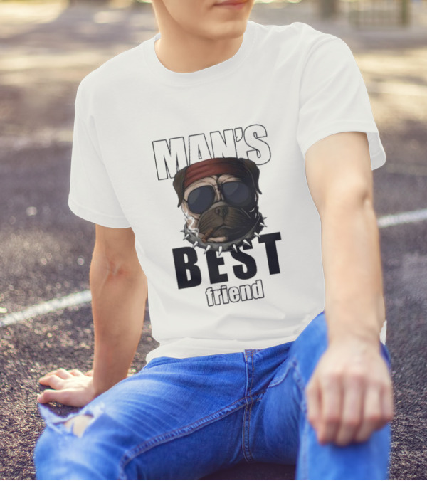 Man's Best Friend Bulldog With Bandana And Sunglasses T-Shirt