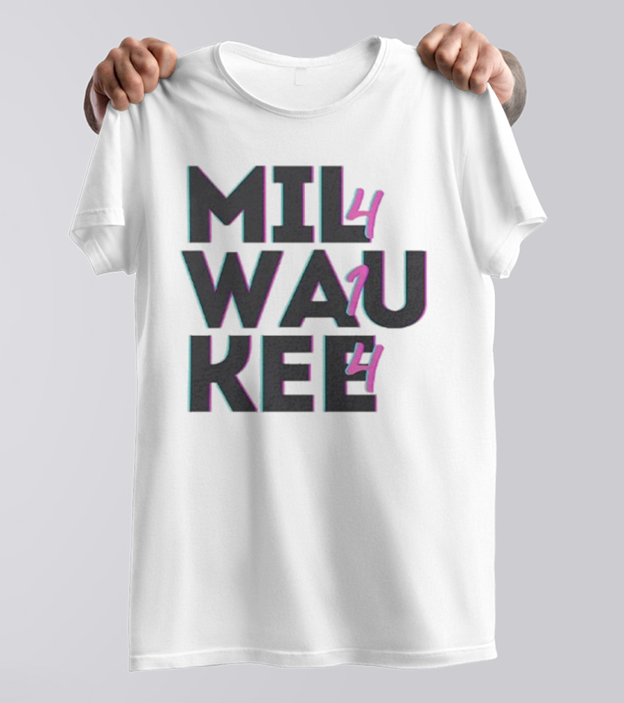 Milwaukee 414 Vintage Neon Typography Bold Statement T-Shirt