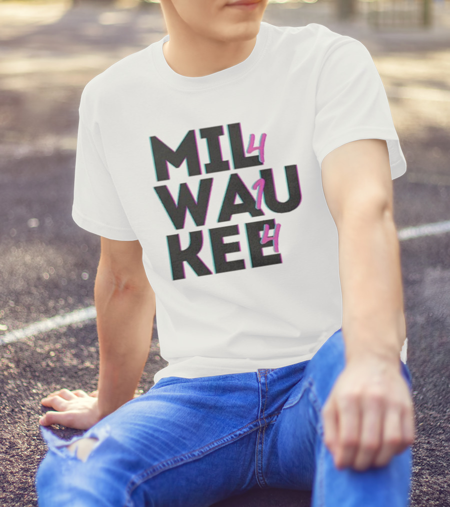 Milwaukee 414 Vintage Neon Typography Bold Statement T-Shirt