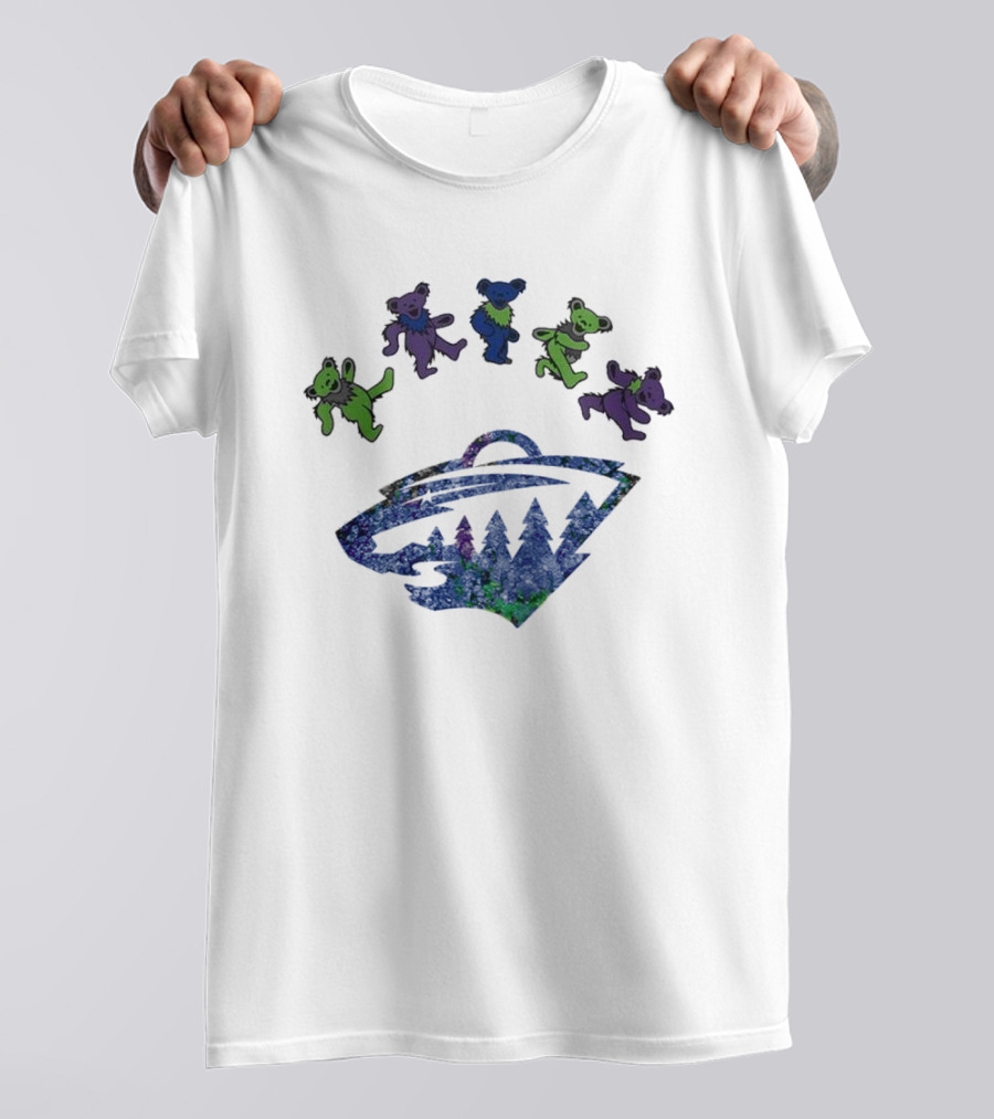 Minnesota Wild NHL Grateful Dead Night 2025 Dancing Bears Hockey T-Shirt