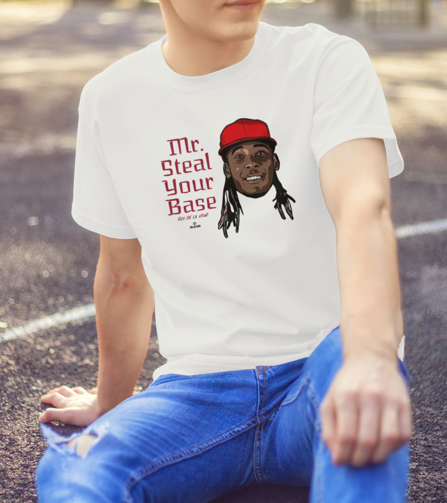 Mr Steal Your Base Elly De La Cruz Red Cap Portrait T-Shirt