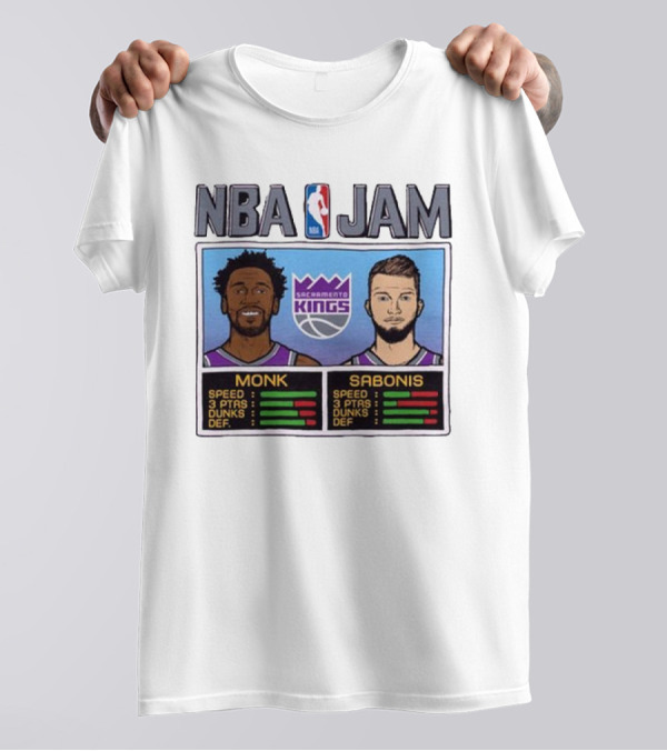 NBA Jam Sacramento Kings Monk Sabonis Stats Graphic T-Shirt