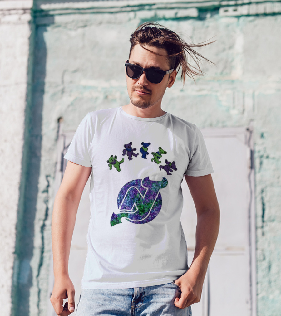 New Jersey Devils Grateful Dead Night 2025 Dancing Bears Iconic Hockey Event T-Shirt