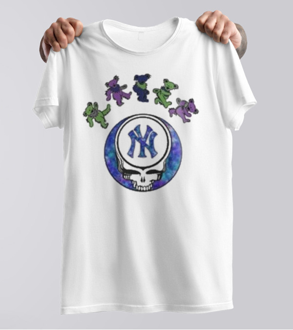 New York Yankees 2025 Skull Grateful Dead Bears Baseball Night T-Shirt