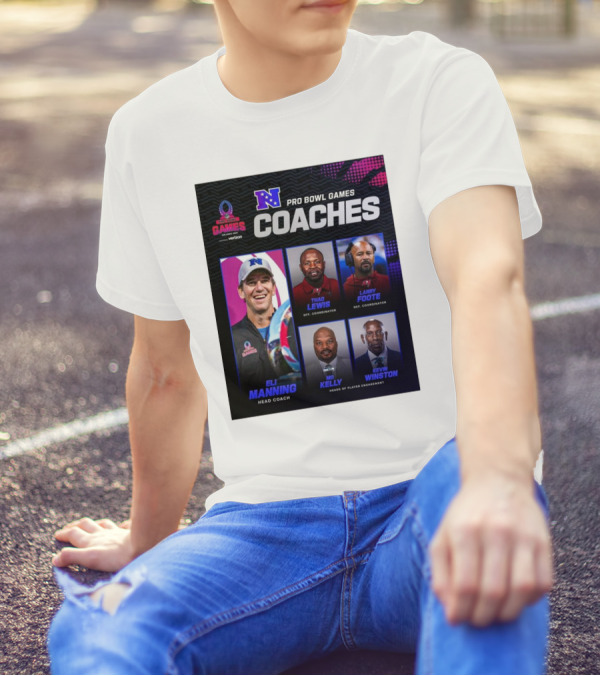 NFC Pro Bowl Games Coaches Eli Manning Thad Lewis Larry Foote Mo Kelly Kevin Winston T-Shirt