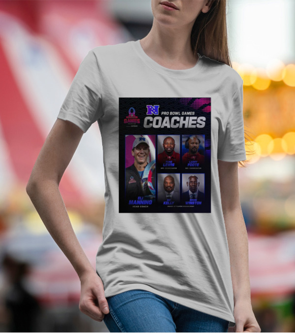 NFC Pro Bowl Games Coaches Eli Manning Thad Lewis Larry Foote Mo Kelly Kevin Winston T-Shirt