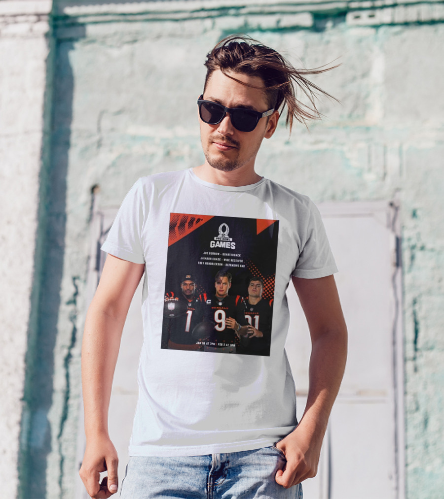 Pro Bowl Games 2025 Joe Burrow Ja’marr Chase Trey Hendrickson Jan 30 Feb 2 Bengals NFL T-Shirt
