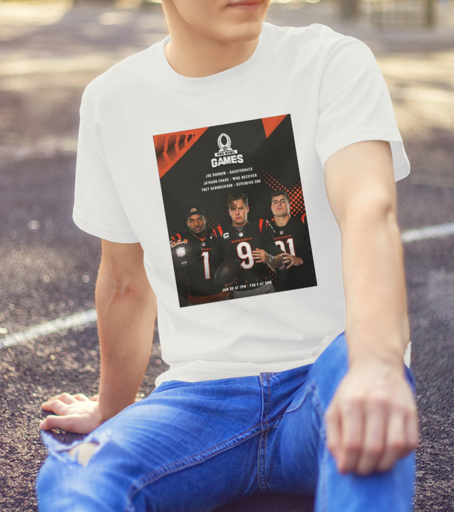 Pro Bowl Games 2025 Joe Burrow Ja’marr Chase Trey Hendrickson Jan 30 Feb 2 Bengals NFL T-Shirt