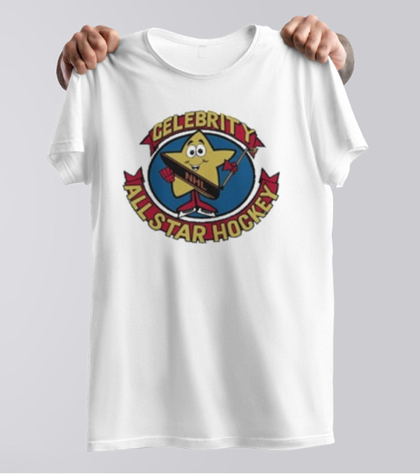 NHL Celebrity All Star Hockey Yellow Star Holding Stick T-Shirt