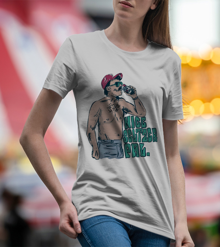 Nice Seltzer Pal 4.0 Cartoon Graphic Of Less Man In Cap And Sunglasses With Drink T-Shirt