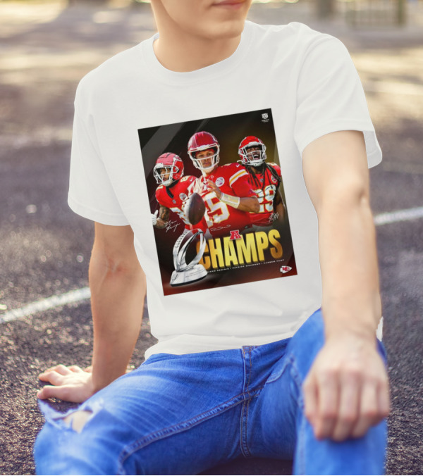 Kansas City Chiefs AFC Champs Nikko Remigio Patrick Mahomes II Kareem Hunt Signatures T-Shirt