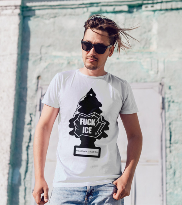No Human Is Illegal Fuck ICE Tree Shape T-Shirt
