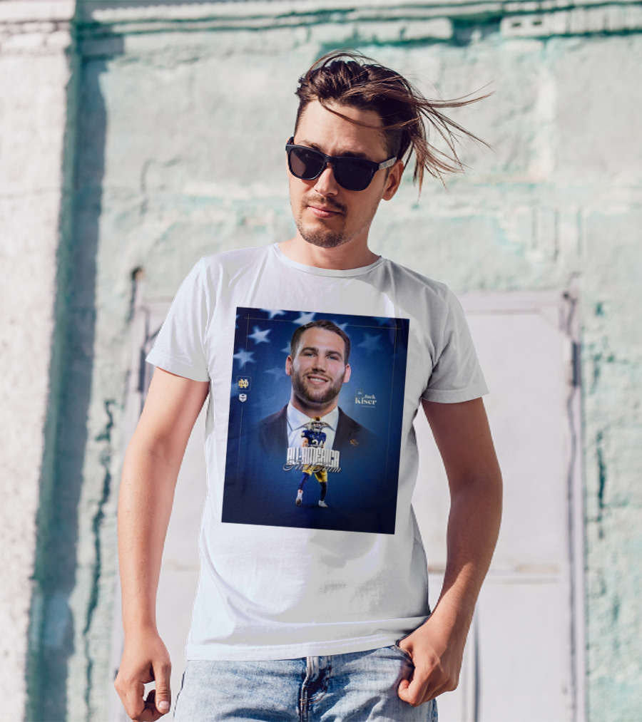 Notre Dame Football CSC Academic All-America First Team Jack Kiser Linebacker 24 Star Background T-Shirt