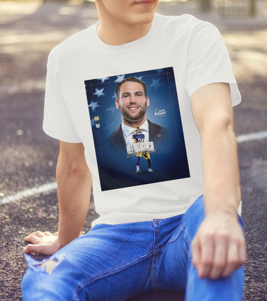 Notre Dame Football CSC Academic All-America First Team Jack Kiser Linebacker 24 Star Background T-Shirt