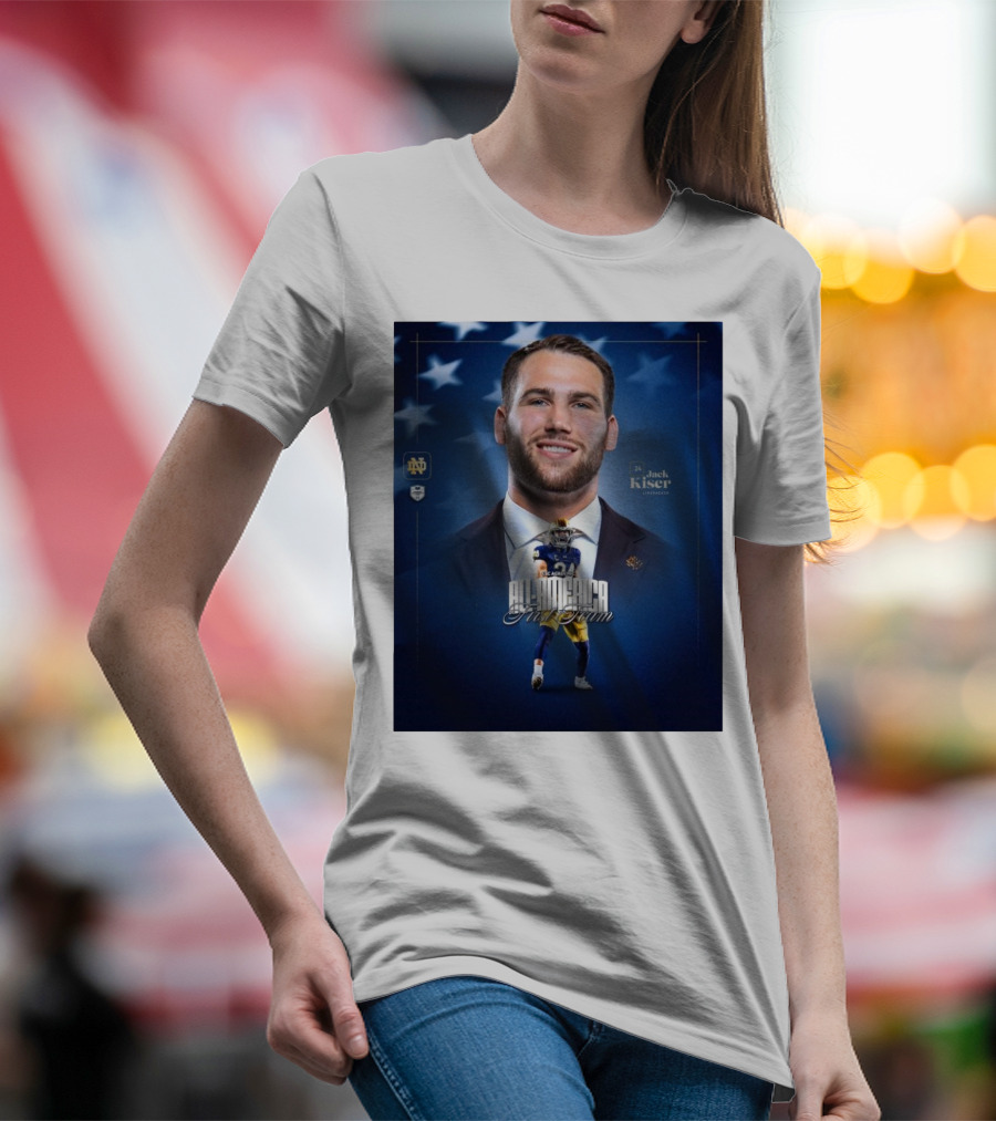 Notre Dame Football CSC Academic All-America First Team Jack Kiser Linebacker 24 Star Background T-Shirt