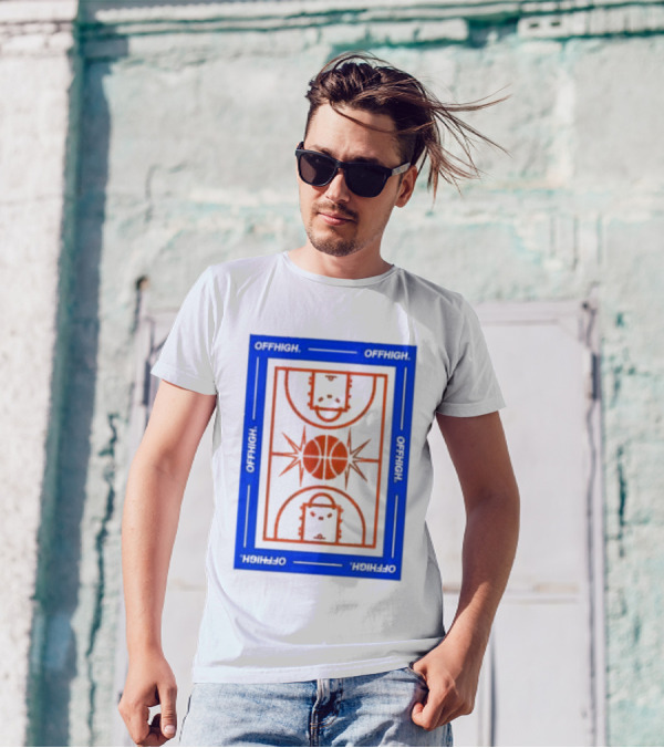 Offhigh Home White Basketball Court Blueprint T-Shirt