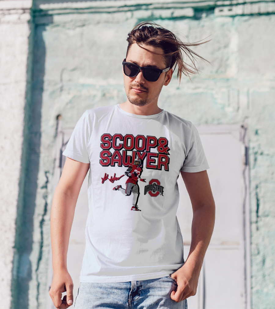 Ohio State Scoop And Sawyer Jack Sawyer Signature Buckeyes Football T-Shirt