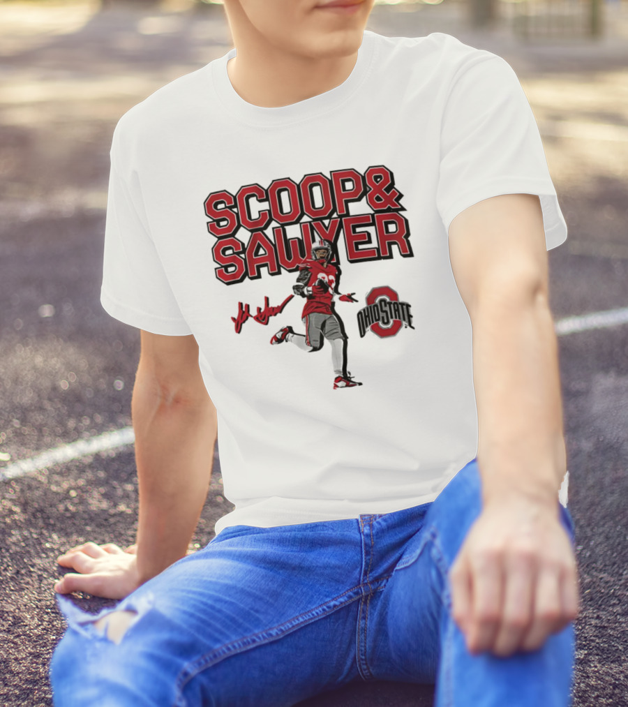 Ohio State Scoop And Sawyer Jack Sawyer Signature Buckeyes Football T-Shirt