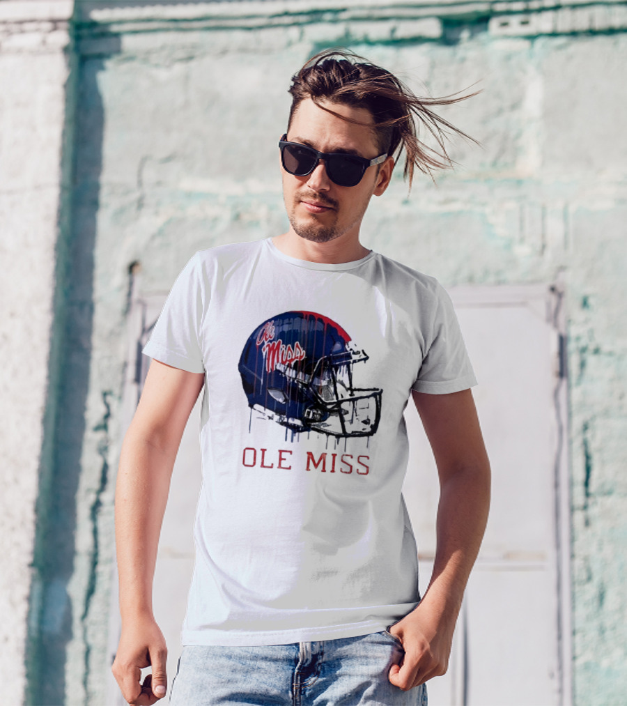 Ole Miss Dripping Football Helmet T-Shirt
