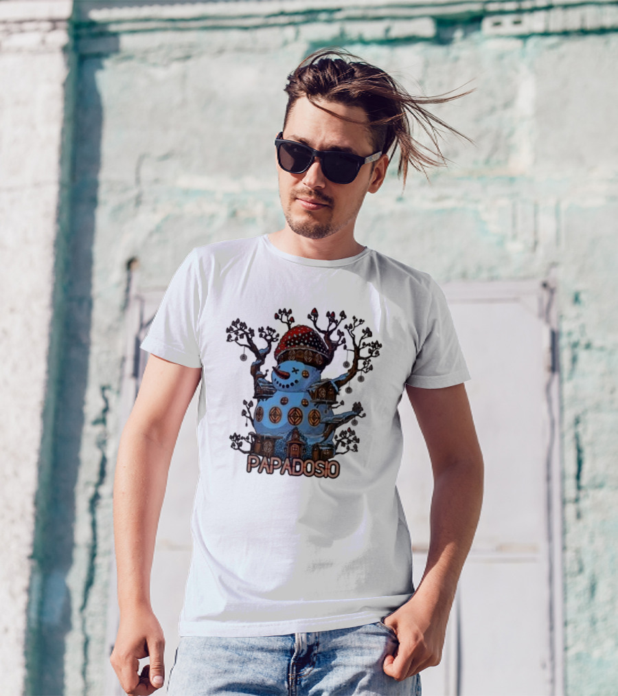 Papadosio Crimbus Snowman With Red Hat And Light Symbols T-Shirt