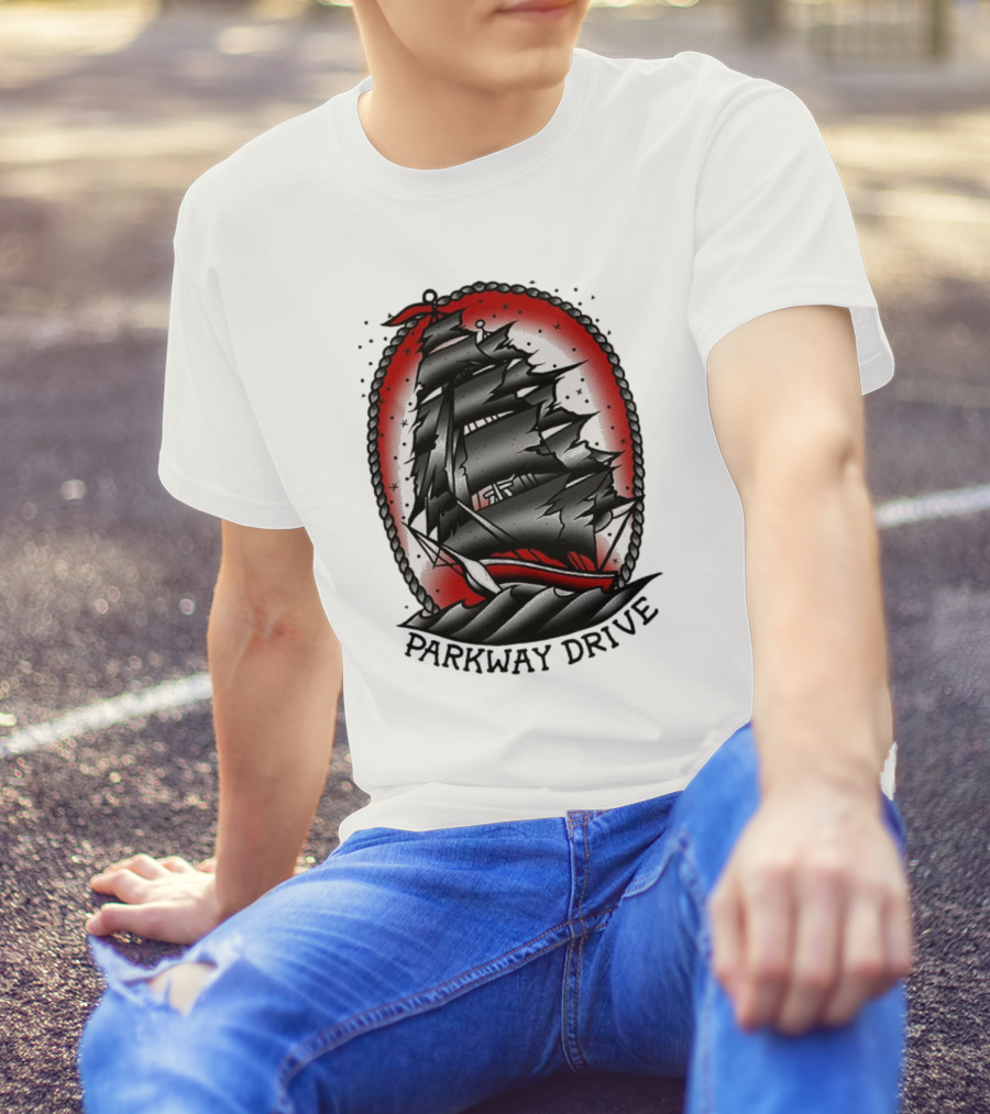 Parkway Drive Home Is For The Heartless Ship Ocean Tattoo Art Style T-Shirt