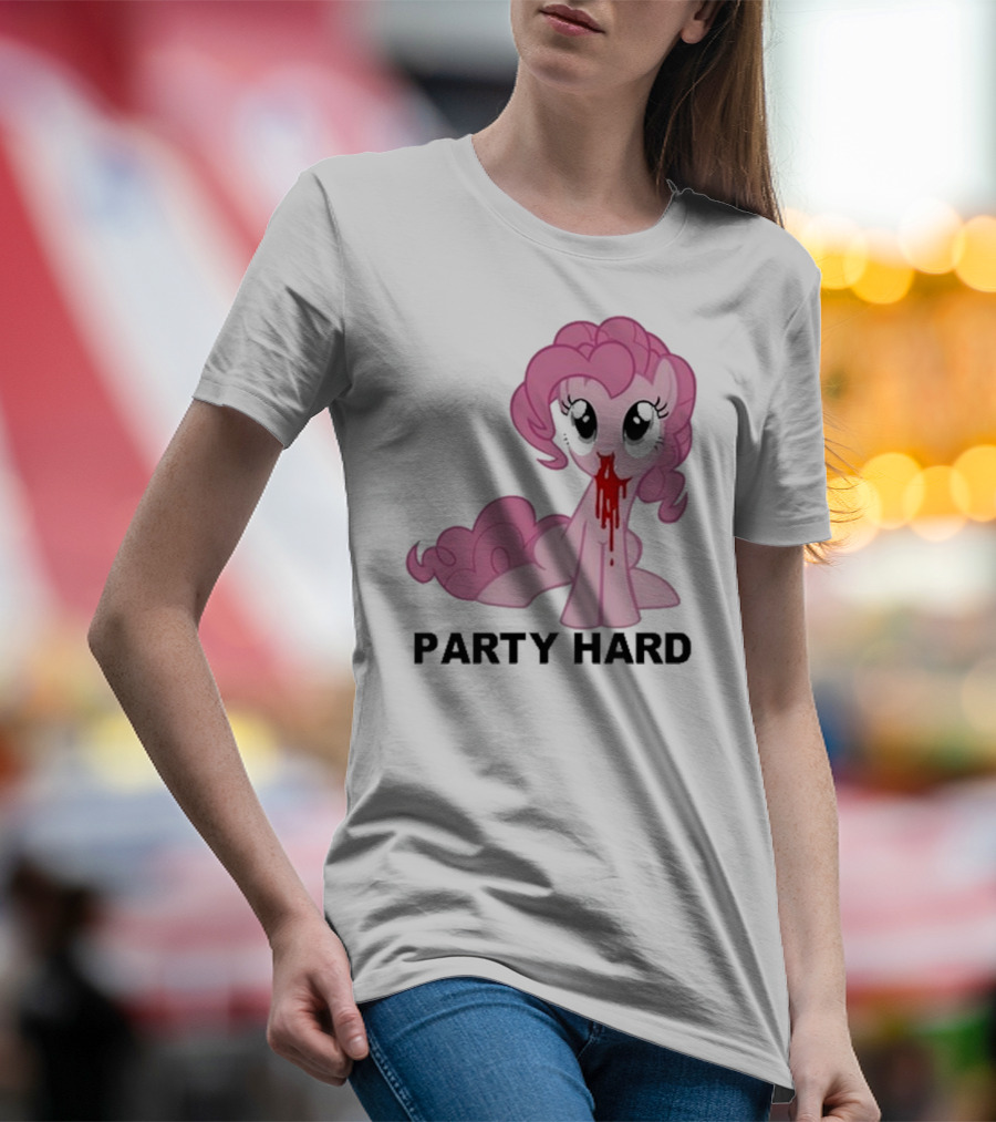Party Hard Pony Creepy Pink Character Emo Aesthetic T-Shirt