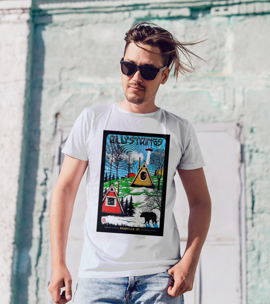 Billy Strings Feb 6-8 2025 ExploreAsheville.com Arena NC Cabin UFO Bear Forest T-Shirt