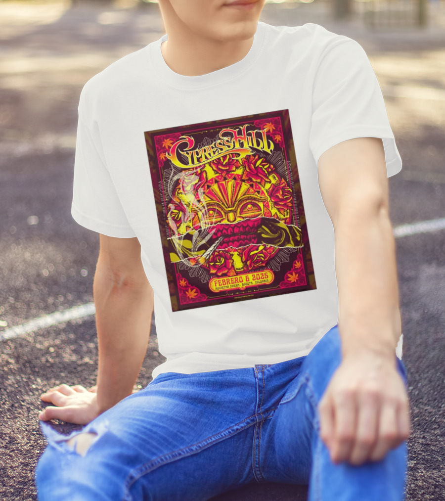 Cypress Hill Febrero 6 2025 Movistar Arena Bogotá Colombia Sun Mask Smoking Roses T-Shirt