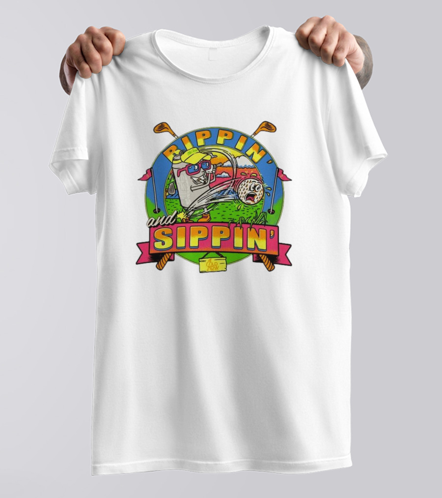 Rippin’ And Sippin’ Golf Old Row Funny Cartoon Golfing Cooler T-Shirt