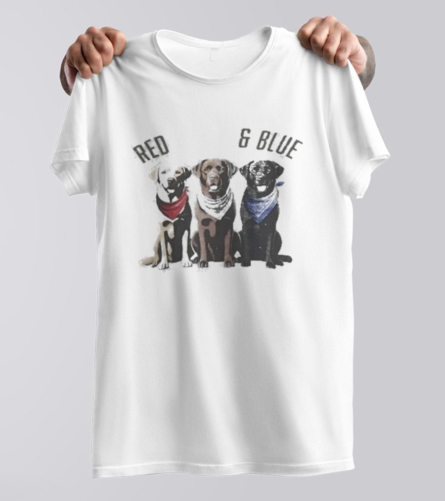 Red White And Blue Dogs Bandana Trio T-Shirt