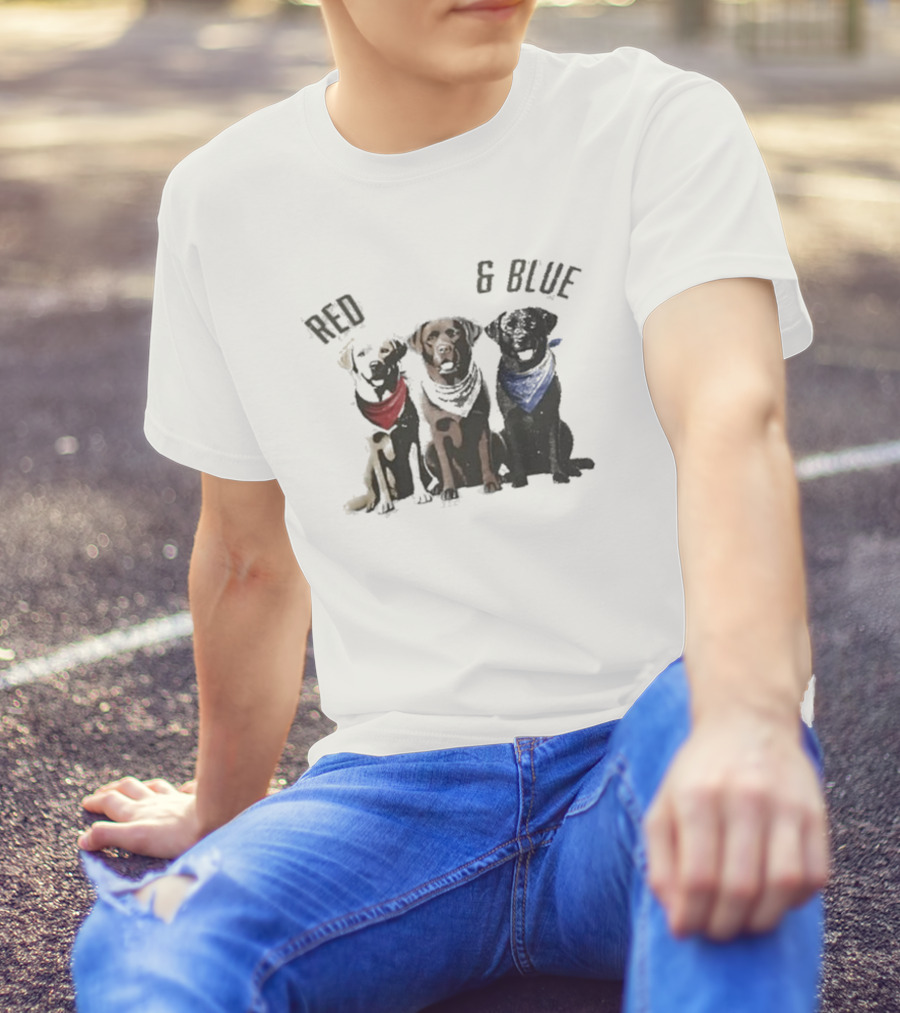 Red White And Blue Dogs Bandana Trio T-Shirt